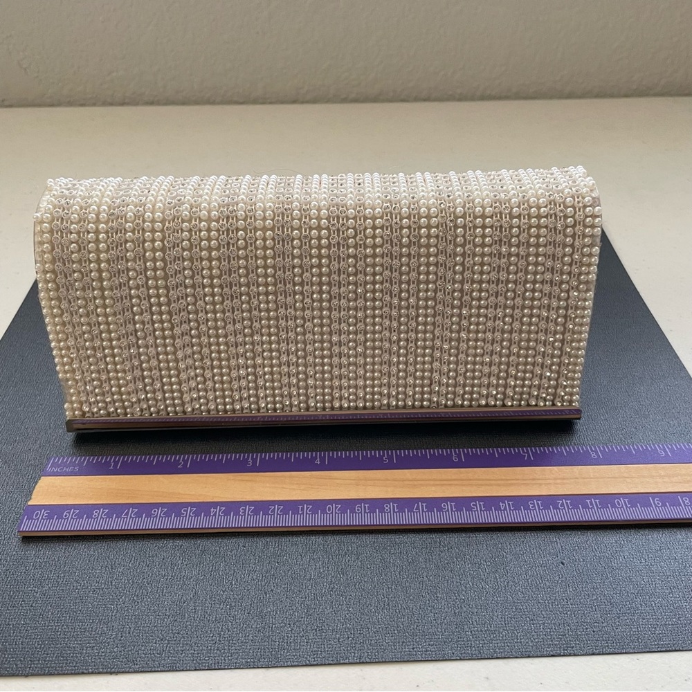 Estee & Lilly - Crystal & Pearl Flap Clutch - removable strap - see photos!